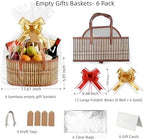 6 Set Baskets for Gifts Empty Bulk Large Woven Bamboo Gift Basket Empty - Image 3