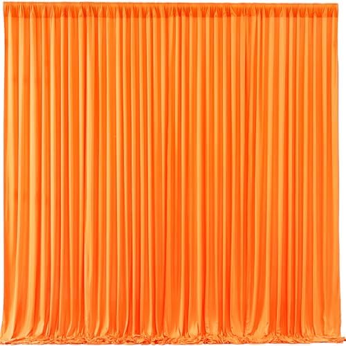 Orange Backdrop Curtains - 6 Panel Wrinkle-Free Polyester Photography Drapes for Baby Shower & Birthday Party - 24 X 10FT by WishCare