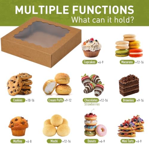 8x8x2 Auto-Popup Cookie Boxes with Window, Brown, 60 Pack - Image 4