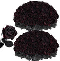 Auihiay 60Pcs Black Burgundy Roses, Faux Halloween Flowers, Black Roses by Auihiay