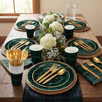 Jinei 175 Pcs Green Blue Tartan Plaid Baby Shower Plates and Napkins Tableware Baby Shower Decoration, Disposable 9/7 Inch Tartan Plates Gold Utensils 9 oz Cups for We Can Bearly Wait Party, Serve 25 - Image 6