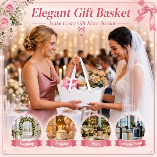 Fuyoo 8 Pack White Basket for Gifts Empty 10x8" Thick Scalloped Gift Bags - Image 6