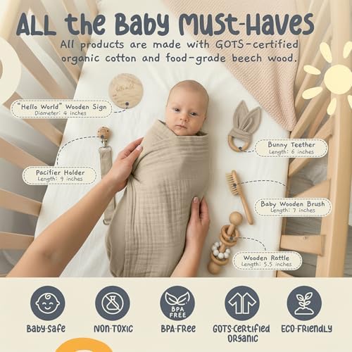 ARI MES Baby Gift Set for Newborns, Baby Shower Gift Basket with Swaddle - Image 4
