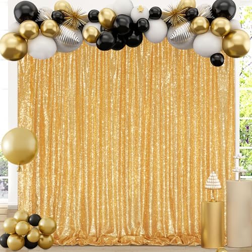 Gold Sequin Backdrop Curtain 2 Pcs 5FTx10FT Panels Stage Background for Wedding Party Drapes Decorations - Image 5