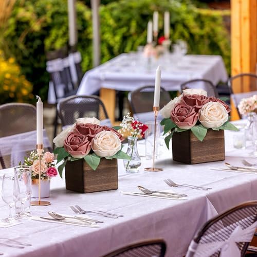Dusty Pink & Champagne Dining Table Centerpiece Set of 6 - Image 4