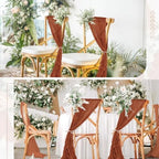 50 PCS Cheesecloth Chair Sashes Bows Wedding Aisle Decorations Chair Ribbon Ties Back Sash for Wedding Party Events Banquet Chair Cover Decoration (Terracotta) - Image 7