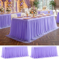 2 Pack Lavender Tablecloth for 6 Foot Rectangle Tables Tulle Table Skirt by PartyTalk
