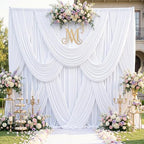60ft x 12ft White Backdrop Curtains for Parties, Wrinkle Free 12 Panels Photo Backdrop Drapes Back Drop Cloth for Wedding Birthday Photography Background Decor - Image 5