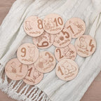 Disney Classic Winnie The Pooh Natural Wood Tone, 12 Piece Wooden Engraved Milestone Cards - Image 5
