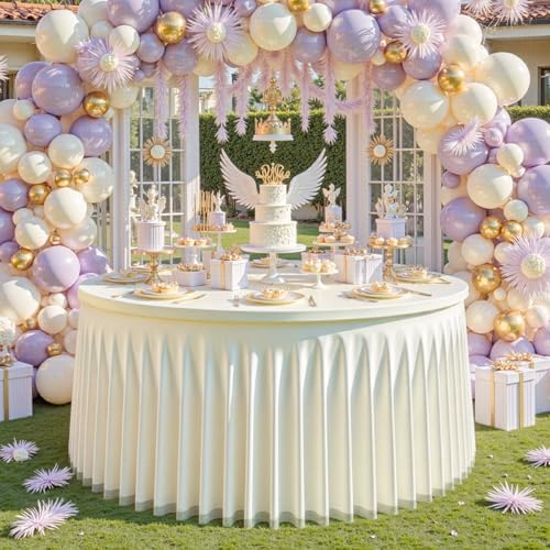 Ivory Tulle Tablecloths 72 Inch Spandex Round Table Cloths for Round Tables - Image 2