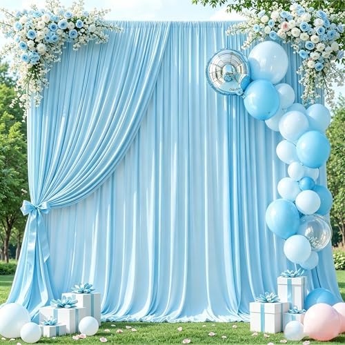 40x10ft Blue Backdrop Curtains for Wedding Parties Wrinkle Free Photo Backdrop Drapes for Photography Birthday Baby Shower Soft Fabric Party Backgournd for Photoshoot 5x10ft, 8 Panels by Partisky