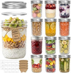 CycleMore 16 oz 12 Pack Crystal Mason Jars With Airtight Lids by CycleMore