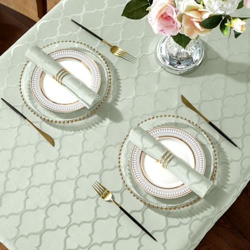 SASTYBALE Sage Green Gray Rectangle Jacquard Tablecloth 60x120 Inches - Image 2