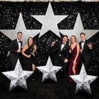 Leinuosen 3 Pcs 25.8" - 31.5" Star Starry Night Movie Night Party Decoration Silver Glitter Star Cardboard Cutout Stand-up Movie Prom Awards Homecoming Wedding Birthday Party Photo Prop Backdrop Decor - Image 6