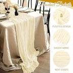 20 Pack Cheesecloth Table Runner - 17x108 Inch Ivory Boho Gauze Cheese Cloth Table Runners for Baby Bridal Shower Decoration Wedding Party Summer Garden Farmhouse - Image 3