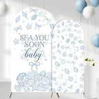 Serencatcher 7.2ft 6ft Seashell Sea You Soon Baby Arch Backdrop Covers 2pcs by Serencatcher