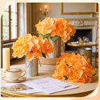 Mimorou 6 Set Floral Table Centerpiece Fake Hydrangea Decor, Orange - Image 2