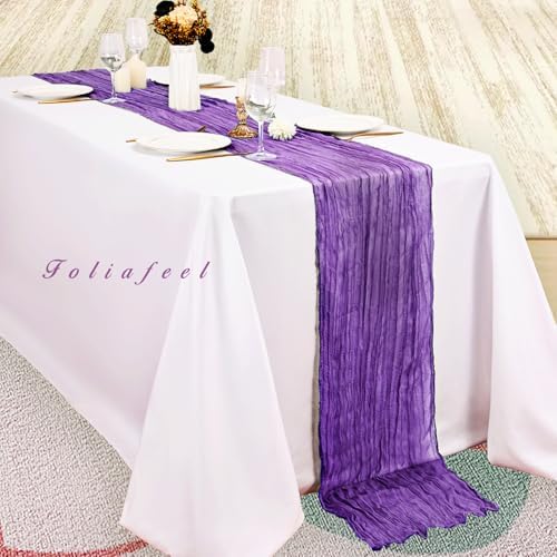 20 Pack Purple Cheesecloth Table Runner 10FT Boho Fabric Rustic Cheese Cloth Table Runner for Wedding Bridal Shower Baby Shower Gauze Sheer Birthday Party Table Decorations 20 x 120 Inch Long - Image 4