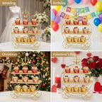 3-Tier Gold Cupcake Stand for Weddings & Parties – Tiered Serving Tray Crown Dessert Table Display Stand Holder for Birthday Party Afternoon Tea Table Decoration(Gold) - Image 7
