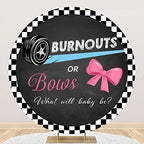 Leyiyi 7.5x7.5ft Burnouts or Bows Round Backdrop Cover Pink or Blue What Will Baby Be Photography Background He or She Baby Shower Party Banner Decoration Gender Reveal Baby Shower Party Supplies by Leyiyi