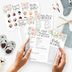 Hadley Designs 50 Floral Baby Prediction And Advice Cards, Trivia Games, etc, 25 Love or Labor, Boobs Or Baby Butts Game - 6 Double Sided Cards Baby Shower Games Funny, Baby Shower Party Supplies - Image 2