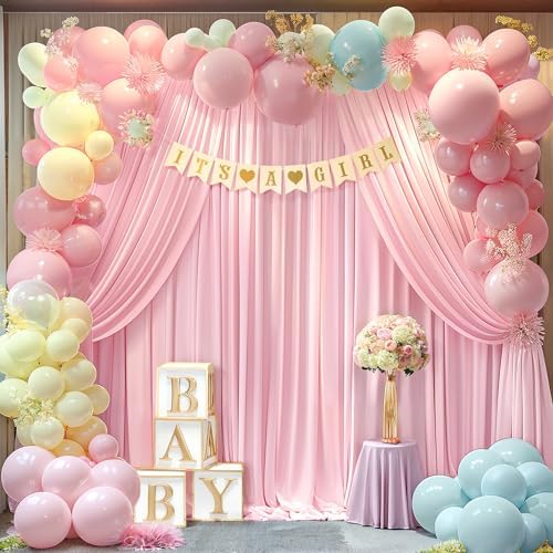 30x10ft Pink Backdrop Curtain Panels for Parties - Wrinkle Free Polyester Photo Curtain Backdrop Wedding Back Drop Fabric Drapes for Party Decorations Background for Photography - Image 6