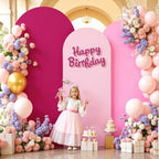 Set of 3 Arch Backdrop Covers(6ft, 5ft, 4ft) - Premium Stretchy Spandex Backdrop Arch Stand Cover for Baby Shower,Wedding,Party Decor Chiara Cover with Double-Sided Design(Pink) - Image 2