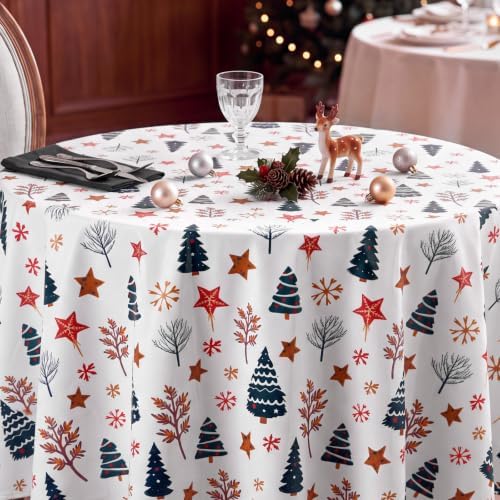 Ganeen 12 Pcs Christmas Tree Tablecloth Cartoon Colorful Red White Round - Image 3