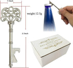 100 PCS Wedding Favors Bottle Opener,Wedding Gifts for Guest Vintage Skeleton Key Opener,Key Openers with Escort Tag Cards and Chains (Silver) - Image 3