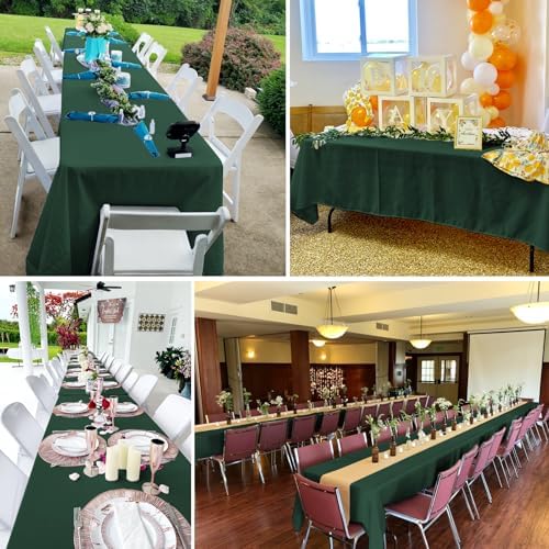 6 Pack Tablecloth 60 x102 inch Polyester Table Cloth for 6 Foot Rectangle Tables,Stain and Wrinkle Resistant Washable Fabric Table Covers Polyester Hunter Green Table Clothes for Wedding,Party,Banquet - Image 7