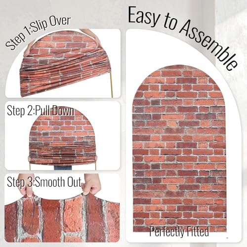 Red Brick Arch Backdrop Cover, 7.2FT x 4FT, for Birthday and Baby Shower - Image 4