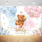 10x8ft Gender Reveal Backdrop Baby Bear Boy or Girl Photography Background Baby Shower Party Blue and Pink Banner Decorations Supplies Photo Booth Props by Tranhiafe