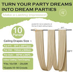 10 Panels 5ft(W) x 20ft(L) Soft Tan Ceiling Drapes for Wedding Parties - Image 6