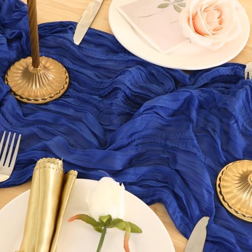 12 Pack Royal Blue Cheesecloth Table Runner 120 Inch Boho Wedding Decor - Image 7