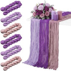 6 Pcs Lavender Dusty Purple Cheesecloth Table Runner 118" by Windkream