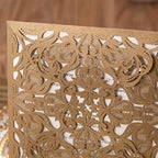 Hosmsua 50PCS Personalized Gold Wedding Invitation Pocket, 6.3x6.3 Laser Cut Flora Wedding Invitation Pockets with Envelopes for Wedding Quinceanera Sweet 16 Invite - Image 5