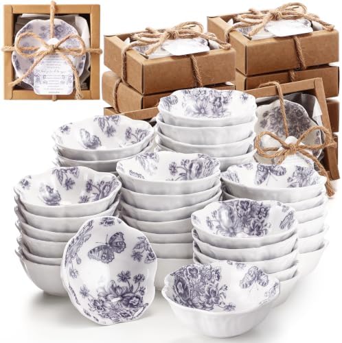 Teenyyou 50 Pack Wedding Favors Small Ceramic Bowls Purple Floral by Teenyyou