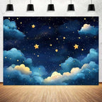 8 x 6 ft Blue Galaxy Starry Sky Stars Backdrop Night Sky Cloud Flash Stars Children Kids Birthday Baby Shower Party Banner Newborn Baby Child Portrait Decorations Photo Props by Unknown