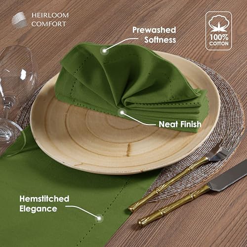 Mint Green Cloth Dinner Napkins 18"x18" - Set of 12-100% Cotton, Absorbent, Soft, Reusable, Washable - Hemstitch Mitered Edges - Perfect for Spring, Easter, Weddings, Everyday Use - Image 2
