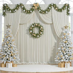 20 ft x 10 ft Wrinkle Free Beige Backdrop Curtain for Parties, 4 Panels 10ft Polyester Beige Photo Backdrop Drapes for Graduation Birthday Wedding Party Stage Curtains - Image 3