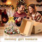 10Sets 10 x 8” Baskets for Gifts Empty, Thick Paper Gift Basket with Clear Wrap Bag and Pull Bows, for Wedding Birthday Bridesmaid Baby Shower Thanksgiving Party Gift Wrapping, Brown - Image 5