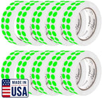 Perco Neon Green Perforated Round Circle Dot Sticker 1/2-Inch Labels — 10 Rolls, 30,000 Stickers—Events, Checklists for Approved, QC Passed & Ready Marking, Strong Adhesive—Made in USA by Perco