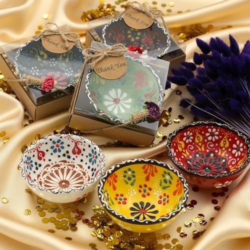 Wedding Favors for Guests Bulk,Bridal Shower Favors for Guest,Set of Ceramic Bowls in Gold Box, Baby Shower Favors Bulk, Mexico Wedding Favors, Mexican Style Gift (Multi Color, Set of 60) - Image 3