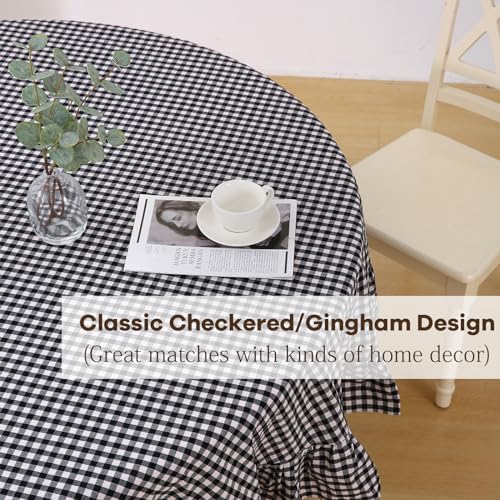 Black White Gingham Tablecloth Round Dia.70“ - Image 5