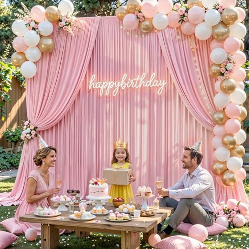 40x10FT Backdrop Curtains with Rod Pockets - Wrinkle Free Photo Stage Backdrop 8 Panels Curtains Drapes for Photography Wedding Party Baby Shower Decorations (Pink) - Image 7