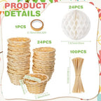 Wettarn 24 Pack Hot Air Balloon Baby Shower Table Centerpieces Party Decorations DIY Paper Lanterns Woven Baskets with Sticks for Gender Reveal Party Favor Birthday Wedding(White) - Image 2