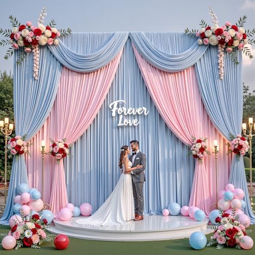 10ft×15ft Dusty Blue Backdrop Curtain for Wedding Parties - Image 2