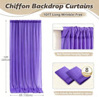 40ft x 10ft Purple Backdrop Curtains, Wrinkle-Free Sheer Chiffon Fabric Photo Backdrop Drapes for Wedding Arch Party Ceremony Stage Photography Decorations - Image 5