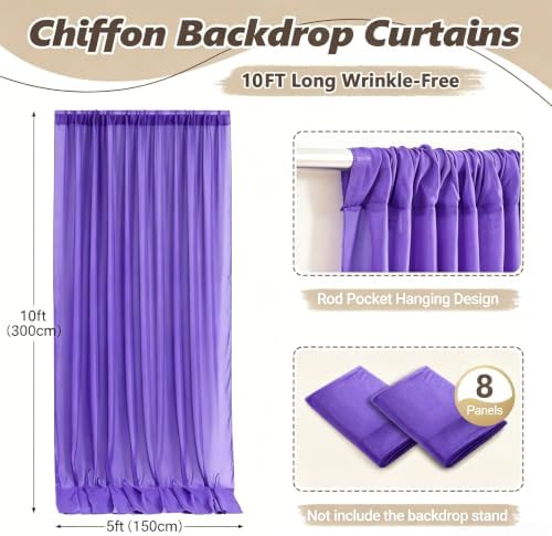 40ft x 10ft Purple Backdrop Curtains, Wrinkle-Free Sheer Chiffon Fabric Photo Backdrop Drapes for Wedding Arch Party Ceremony Stage Photography Decorations - Image 5