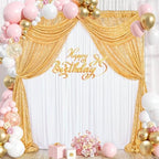 Gold Glitter Sequin Backdrop Curtains 8ftx8ft Photo Drapes - Image 3